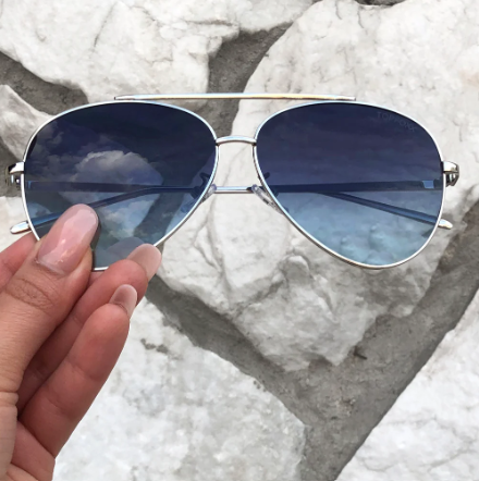 Amelia Sunglasses – Silver/Blue Gradient